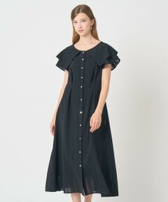ANAYI / アナイ ロング・マキシ丈ワンピース | からみストライプビッグカラー ワンピース