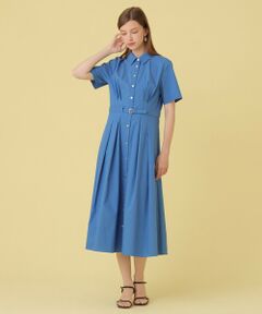 ANAYI / アナイ ミニ丈・ひざ丈ワンピース | ストレッチブロードタックシャツ ワンピース