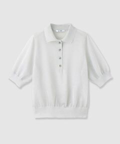SLOANE 12G二重臼天竺 ラメシアー半袖ポロプルオーバー