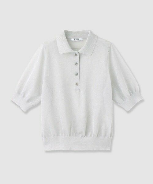 ANAYI / アナイ その他トップス | SLOANE 12G二重臼天竺 ラメシアー半袖ポロプルオーバー（light grey (91)）