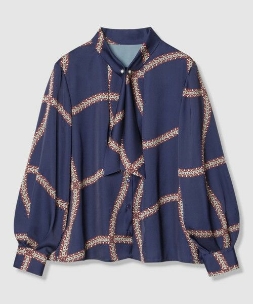 ANAYI / アナイ シャツ・ブラウス | ウェーブ幾何ボウタイ ブラウス〈セットアップ対応商品〉（navy (65)）