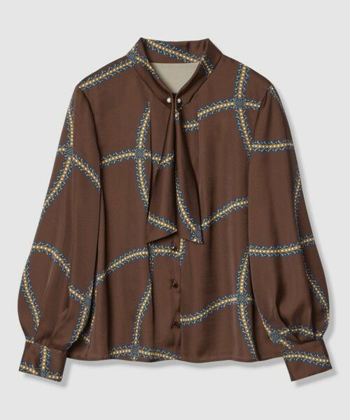 ANAYI / アナイ シャツ・ブラウス | ウェーブ幾何ボウタイ ブラウス〈セットアップ対応商品〉（brown (81)）