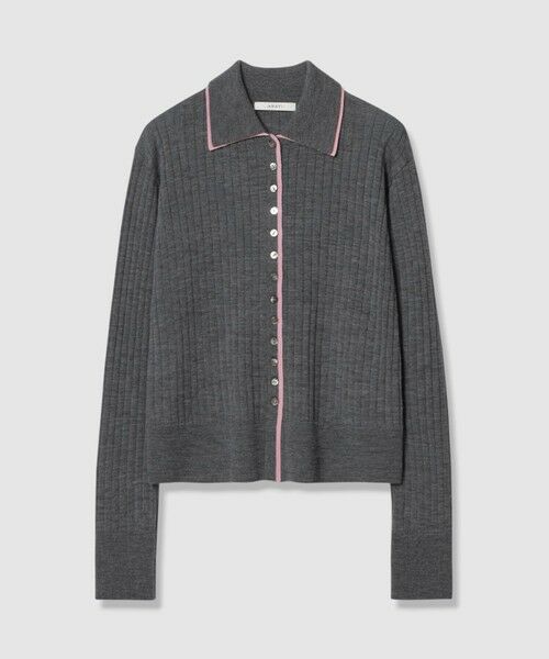 ANAYI / アナイ カーディガン・ボレロ | バイカラー衿リブニットシャツ(grey (93))