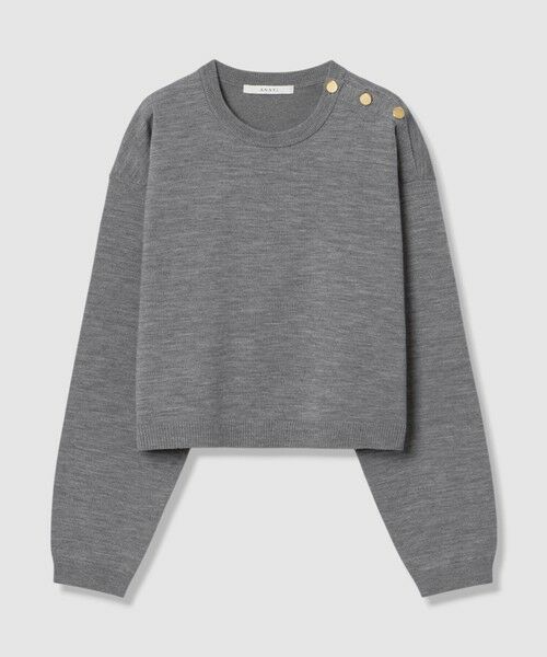 ANAYI / アナイ ニット・セーター | ショルダー釦クルーネック プルオーバー(grey (92))