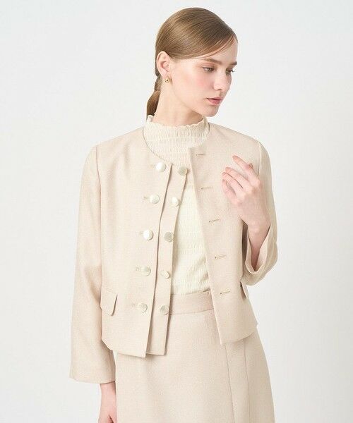 ANAYI / アナイ ノーカラージャケット | バスケットノーカラーダブルジャケット〈セットアップ対応商品〉(beige (11))