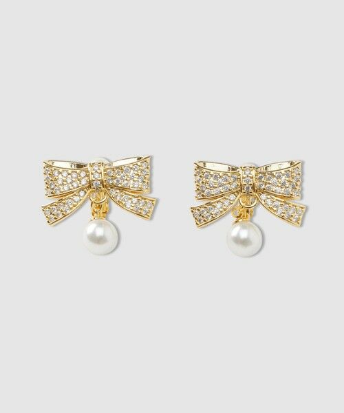 ANAYI / アナイ ピアス・イヤリング | リボンビジューパールイヤリング（gold (30)）