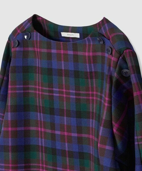 ANAYI / アナイ シャツ・ブラウス | ウールチェックボートネック ブラウス〈セットアップ対応商品〉 | 詳細1