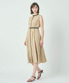 ANAYI / アナイ ロング・マキシ丈ワンピース | スラブリネンライクバイカラーワンピース