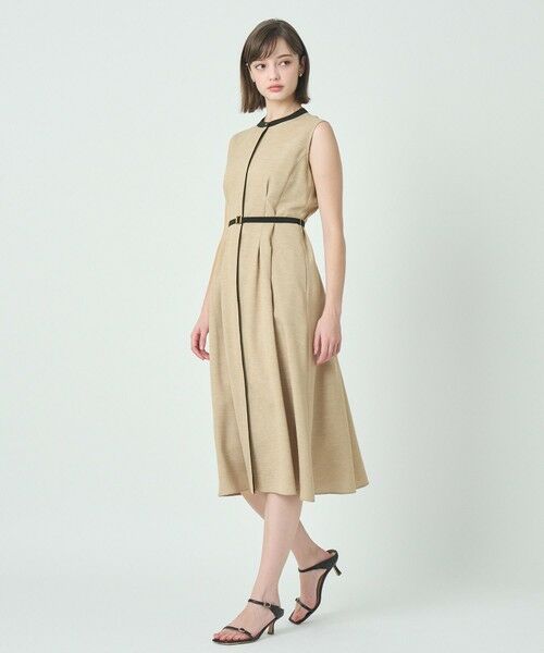 ANAYI / アナイ ロング・マキシ丈ワンピース | スラブリネンライクバイカラーワンピース(beige (11))