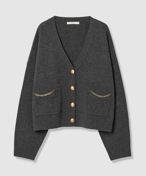 ANAYI / アナイ カーディガン・ボレロ | カシミヤブレンドビットＶ カーディガン（charcoal grey (94)）