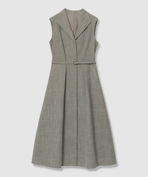ANAYI / アナイ ミニ丈・ひざ丈ワンピース | 杢ツイルオープンカラーノースリーブ ワンピース(grey (92))