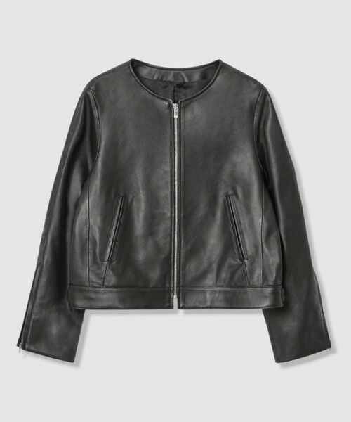 ANAYI / アナイ レザーブルゾン・ジャケット | ラムレザーノーカラーブルゾン（black (95)）
