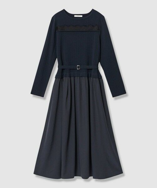 ANAYI / アナイ ミニ丈・ひざ丈ワンピース | レースラインドッキング ワンピース(navy (65))