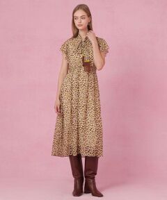 ANAYI / アナイ ロング・マキシ丈ワンピース | レオパードプリントギャザータイワンピース