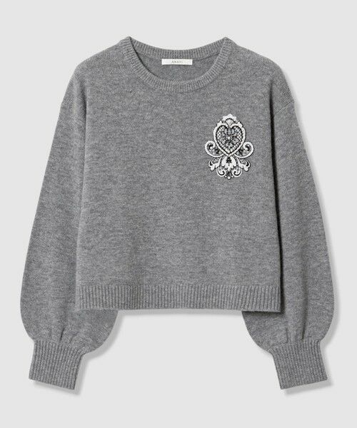 ANAYI / アナイ ニット・セーター | レースエンブレム プルオーバー(charcoal grey (94))