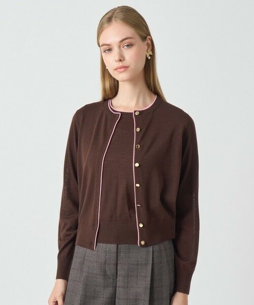 ANAYI / アナイ その他トップス | スーパーファインメリノバイカラークルーカーディガン(brown (81))