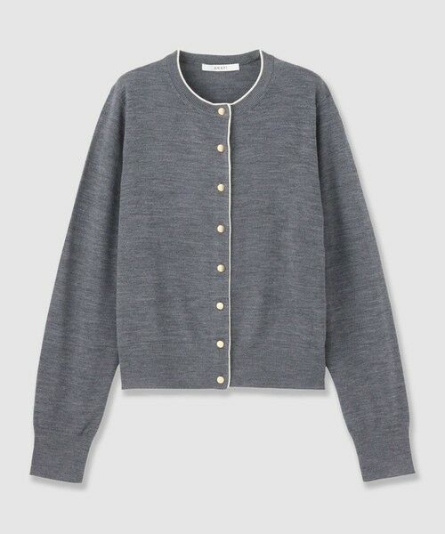 ANAYI / アナイ その他トップス | スーパーファインメリノバイカラークルーカーディガン(charcoal grey (94))