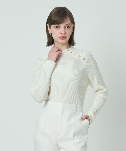 ANAYI / アナイ ニット・セーター | メリノウール釦ハイネックプルオーバー(off white (02))