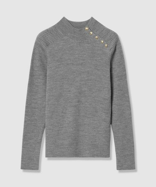 ANAYI / アナイ ニット・セーター | メリノウール釦ハイネックプルオーバー(grey (92))