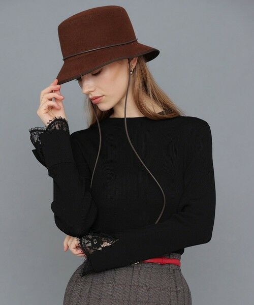 ANAYI / アナイ ニット・セーター | レーヨンナイロンリブレース付き プルオーバー(black (95))