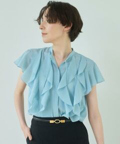 ライトローンスタンドラッフル ブラウス