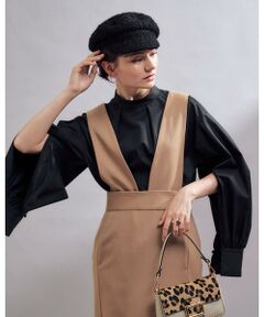 ウールツイルストレッチサロペット スカート