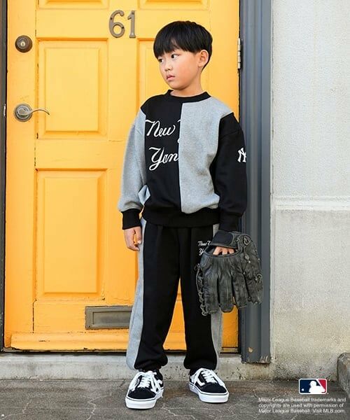 and D.petitmain / アンドディー. プティマイン その他パンツ | 【MLB】サイド切替裏毛パンツ（黒）