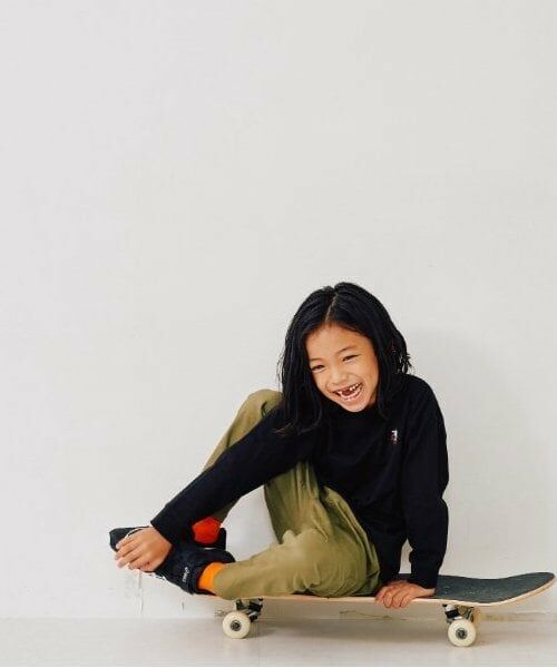 and D.petitmain / アンドディー. プティマイン Tシャツ | 【365D.】アソート刺繍袖リブワイドロンT（黒）