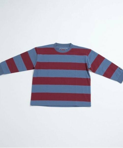 and D.petitmain / アンドディー. プティマイン Tシャツ | 【365D.】ボーダー袖リブワイドロンT（ダーク レッド）