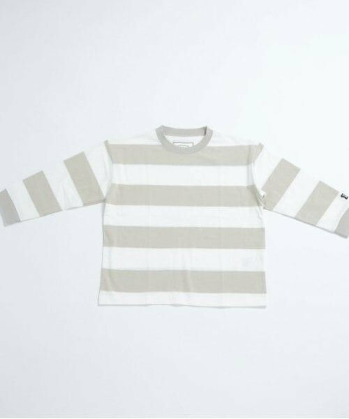 and D.petitmain / アンドディー. プティマイン Tシャツ | 【365D.】ボーダー袖リブワイドロンT（ベージュ）