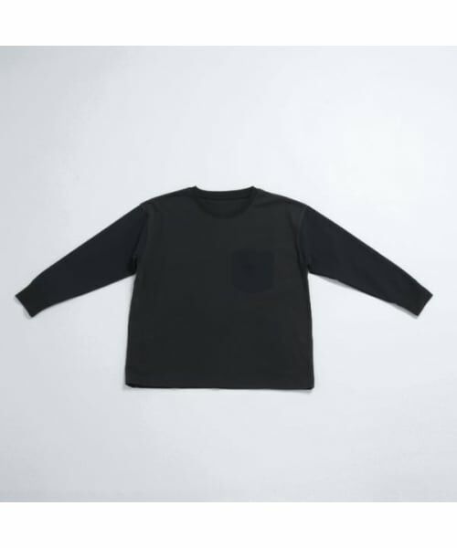 and D.petitmain / アンドディー. プティマイン Tシャツ | 袖ポケット布帛ワイドロンT（黒）