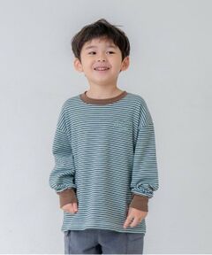 and D.petitmain / アンドディー. プティマイン Tシャツ | 【リンク】ミジンボーダー袖リブワイドロンT