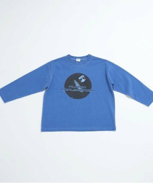 and D.petitmain / アンドディー. プティマイン Tシャツ | スペースプリントピグメントワイドロンT（ブルー）