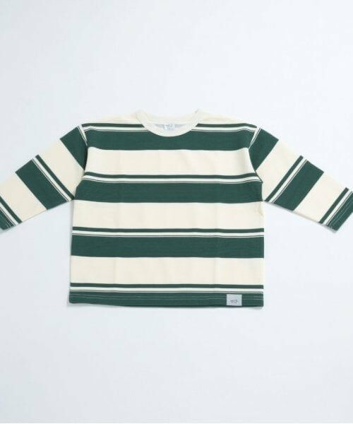 and D.petitmain / アンドディー. プティマイン Tシャツ | 【親子リンク】KidsボーダービッグロンT（グリーン）