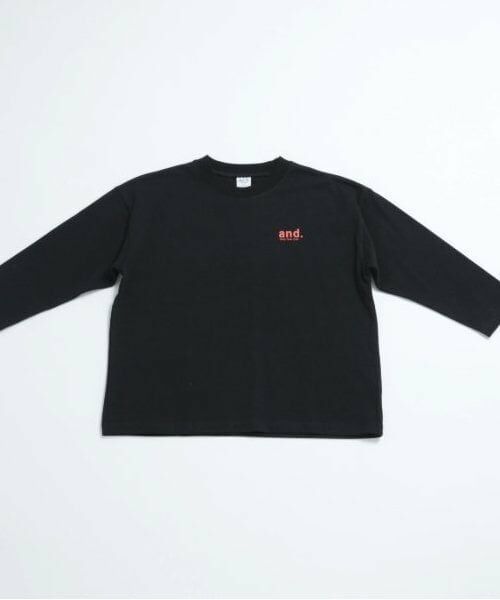 and D.petitmain / アンドディー. プティマイン Tシャツ | 【親子リンク】KidsD.ロゴビッグロンT（黒）