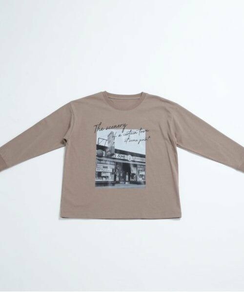 and D.petitmain / アンドディー. プティマイン Tシャツ | フォトプリントワイドロンT（ベージュ）