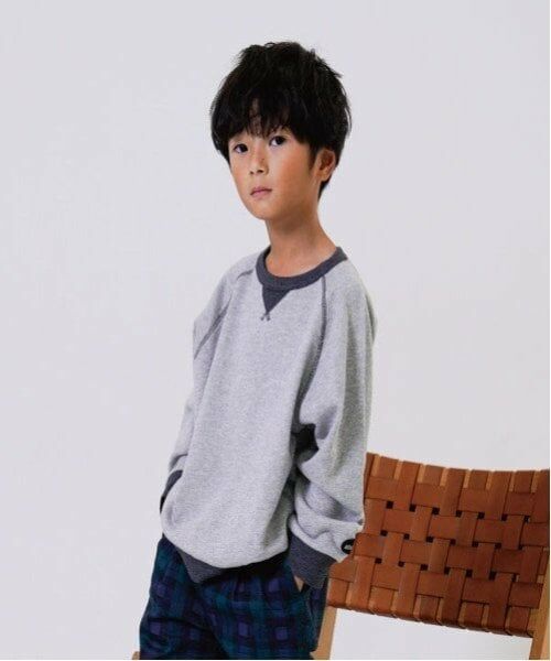 and D.petitmain / アンドディー. プティマイン スウェット | 配色ガゼットワイドスウェット（トップ グレー）