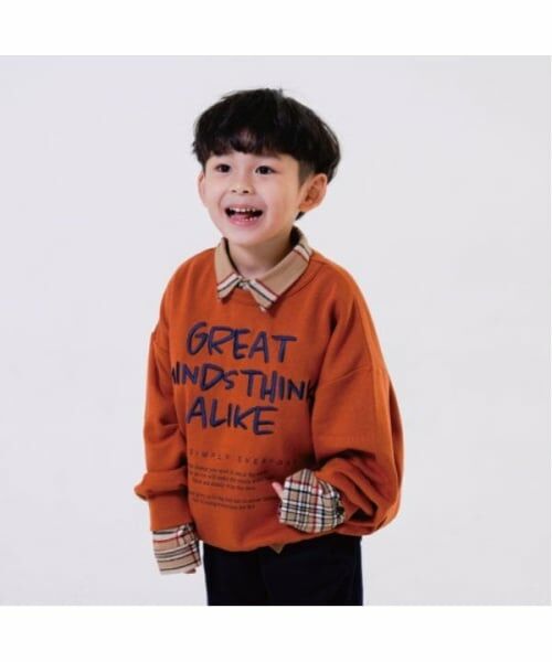 and D.petitmain / アンドディー. プティマイン スウェット | 【リンク】ラクガキ刺しゅうビッグスウェット（ダーク オレンジ）