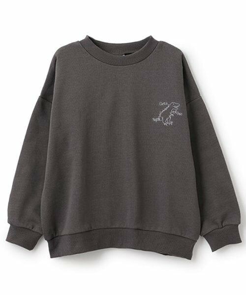 and D.petitmain / アンドディー. プティマイン スウェット | アソート刺しゅう裏起毛ビッグスウェット（チャコール）