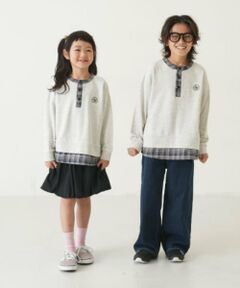 and D.petitmain / アンドディー. プティマイン スウェット | チェックシャツレイヤードワイドスウェット