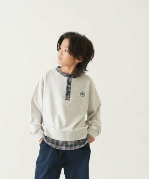 and D.petitmain / アンドディー. プティマイン スウェット | チェックシャツレイヤードワイドスウェット | 詳細3