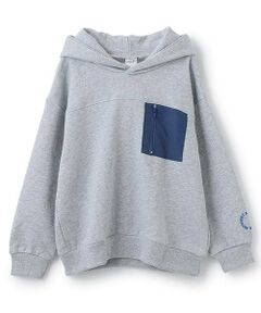 and D.petitmain / アンドディー. プティマイン スウェット | 切替ナイロンポケットフードワイドスウェット