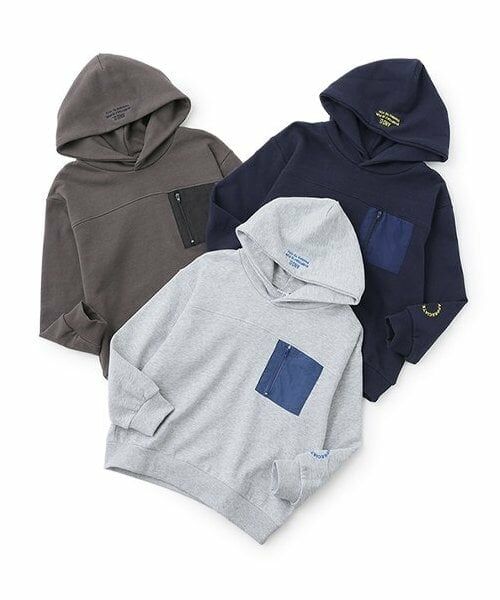 and D.petitmain / アンドディー. プティマイン スウェット | 切替ナイロンポケットフードワイドスウェット | 詳細10