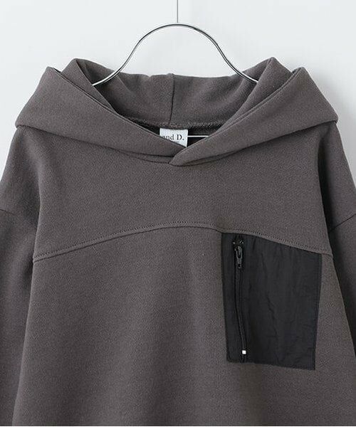 and D.petitmain / アンドディー. プティマイン スウェット | 切替ナイロンポケットフードワイドスウェット | 詳細2