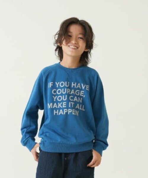 and D.petitmain / アンドディー. プティマイン スウェット | 【親子リンク】Kidsラグランワイドスウェット（ブルー）