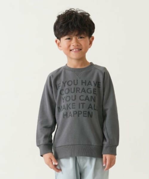 and D.petitmain / アンドディー. プティマイン スウェット | 【親子リンク】Kidsラグランワイドスウェット（チャコール）