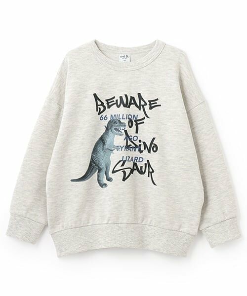 and D.petitmain / アンドディー. プティマイン スウェット | 恐竜プリントビッグスウェット（シロ杢）