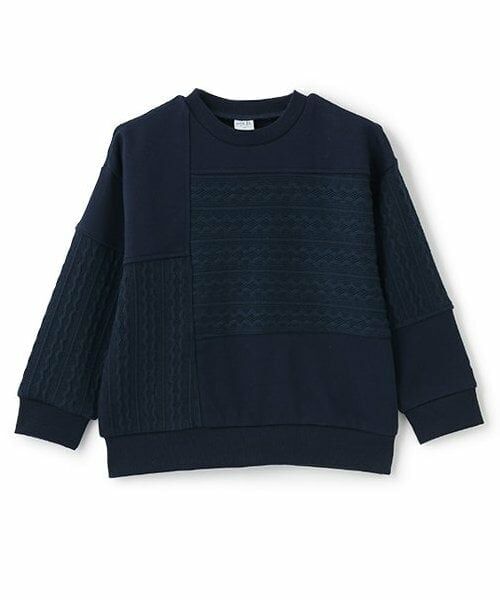 and D.petitmain / アンドディー. プティマイン スウェット | 異素材切替ワイドスウェット（紺）