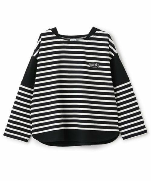 and D.petitmain / アンドディー. プティマイン Tシャツ | 【親子リンク】kidsボーダー肩切替ビッグロンT | 詳細12