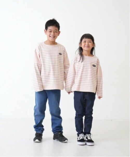 and D.petitmain / アンドディー. プティマイン Tシャツ | 【親子リンク】kidsボーダー肩切替ビッグロンT | 詳細15